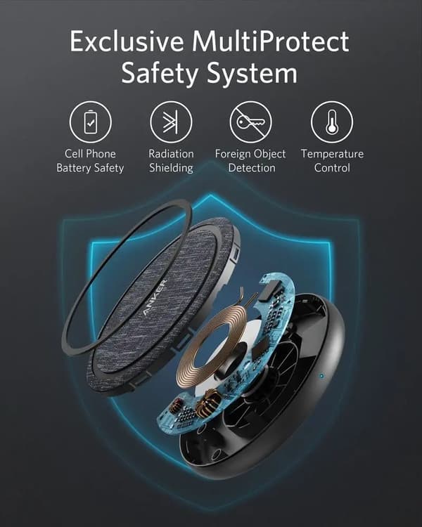 Anker PowerWave II Pad 15W trådløs oplader sort og grå 2000 mA