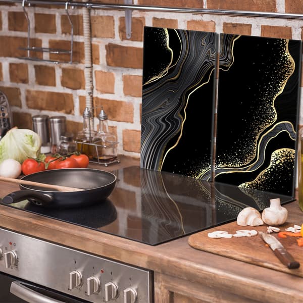 Skyddsplatta i glas för spis 2x30x52 Marmor