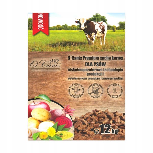 O'Canis Premium torrfoder för hundar med anka, hirs och potatis 12 kg