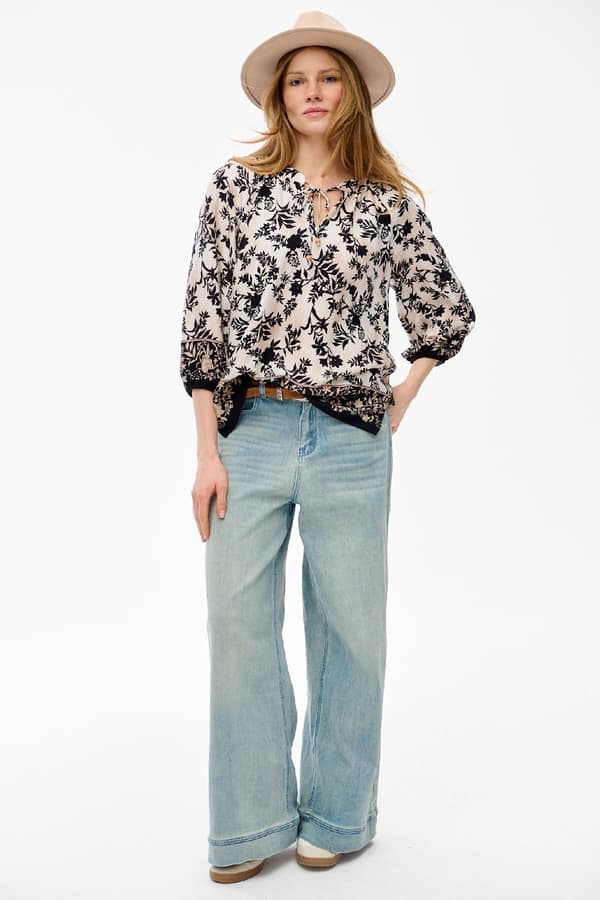 Dame Nori Sort Bluse 40/42