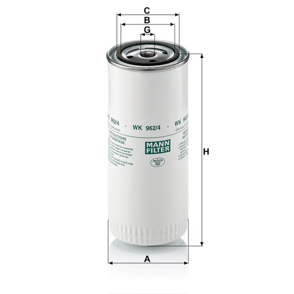 Bränslefilter 71mm 62mm 210mm Mann-filter 6572880