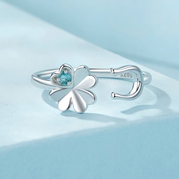 Sølvring Justerbar Ring Kløver Hestesko Sølv 925