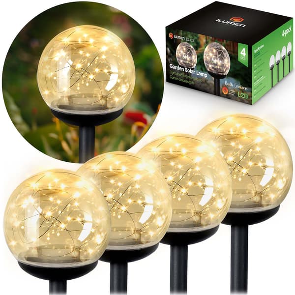 Solcellelampe, transparent kugle, 4 stk. Ilumen LS-103