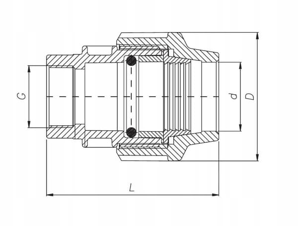 PE-Muffe med skrueforbindelse 25X3/4 GW til vand