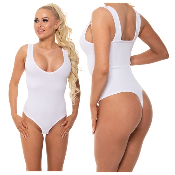 Vit ribbad body M/L