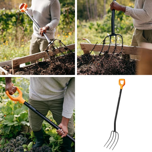 FISKARS SOLID Trädgårdsgaffel i metall för gödsel, kompost, hö, stark