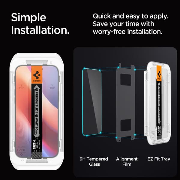 Härdat glas med monteringsram för iPhone 16 Pro Max - 2 st.