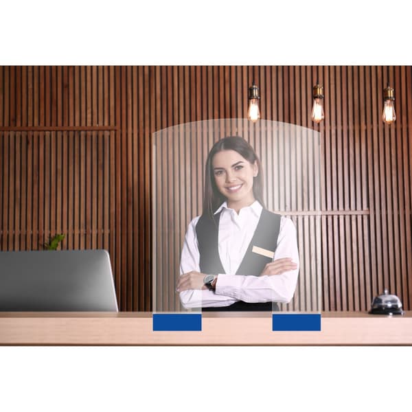 Skyddsvägg i plexiglas för receptionsdiskar, 850 x 700 mm