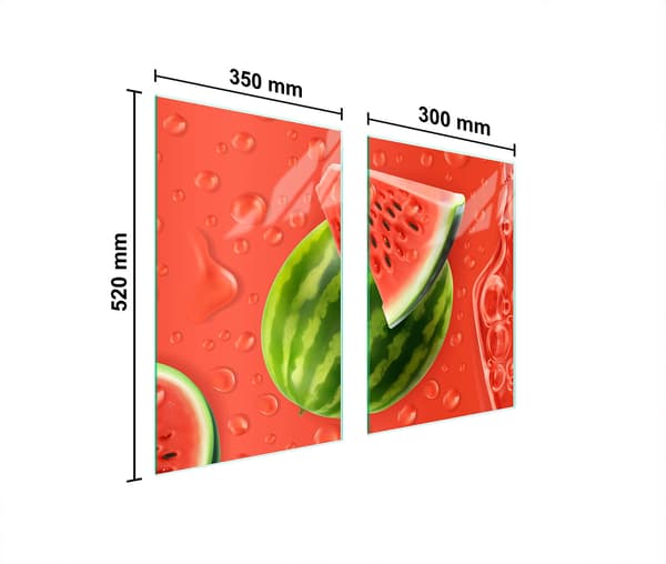 GLASPLADE TIL KØKKEN 65x52 VANDMELON