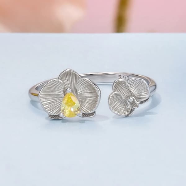 Silverring Justerbar Ring Orkidé Silver 925 Trusky