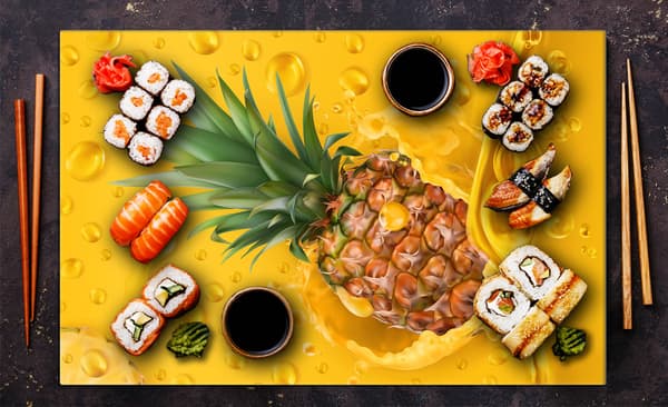 Lasinen liesisuoja 80x52 Pineapple
