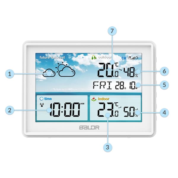 Väderstation med display BD-909 vit
