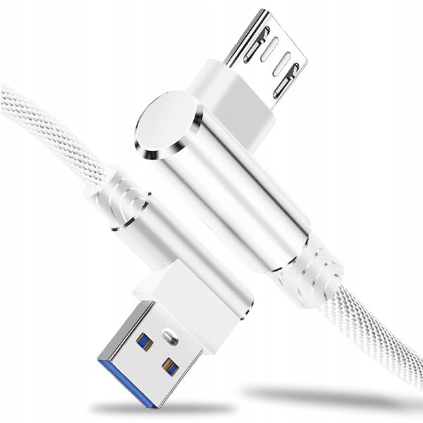 Koanni kb18 Micro USB-kabel hurtiglading vinklet 90° hvid