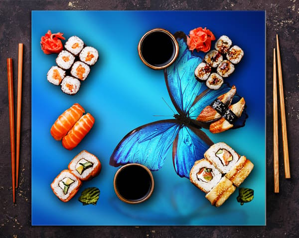 GLASPANEL TIL KØKKEN 65x60 Butterfly