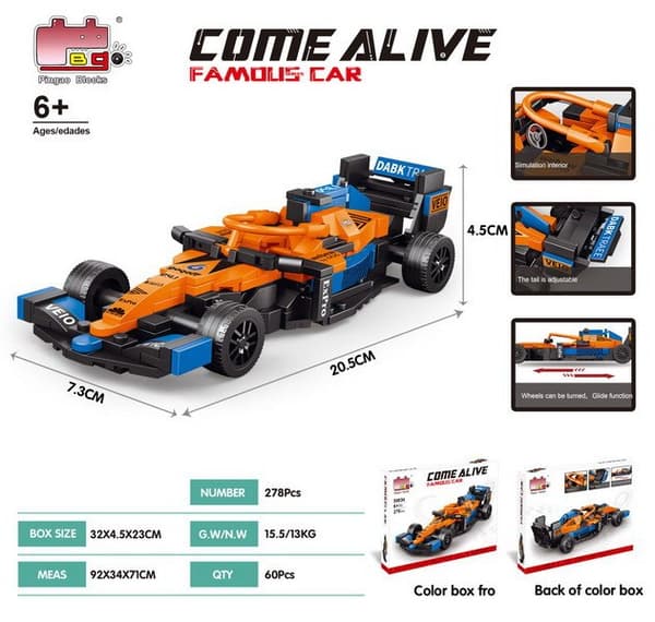 F1 Bilklodser Sæt Orange 278 stk.