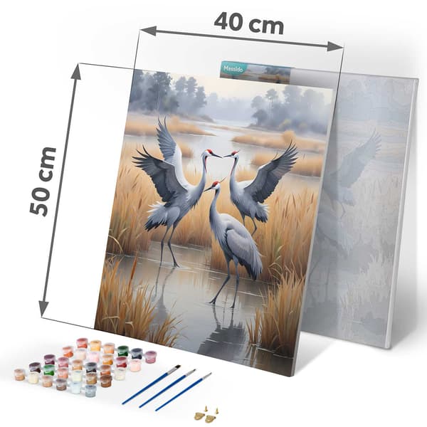 Mal efter nummer billede 40x50 cm Massido Cranes