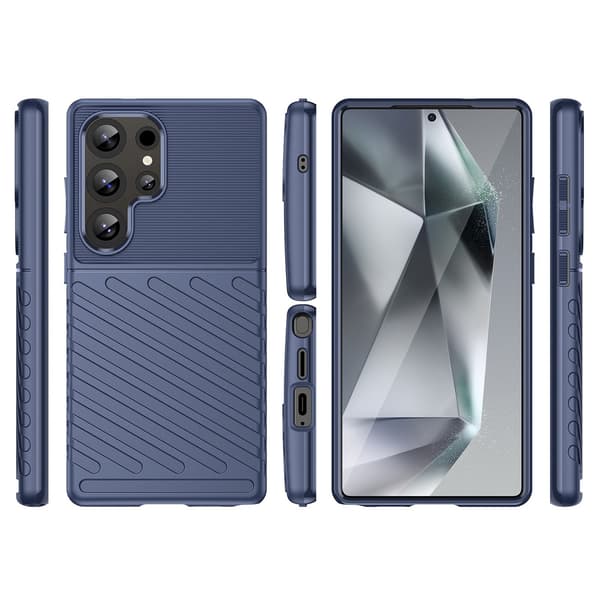 Silikone Pansret Etui til Samsung Galaxy S25 Ultra Thunder - Blå