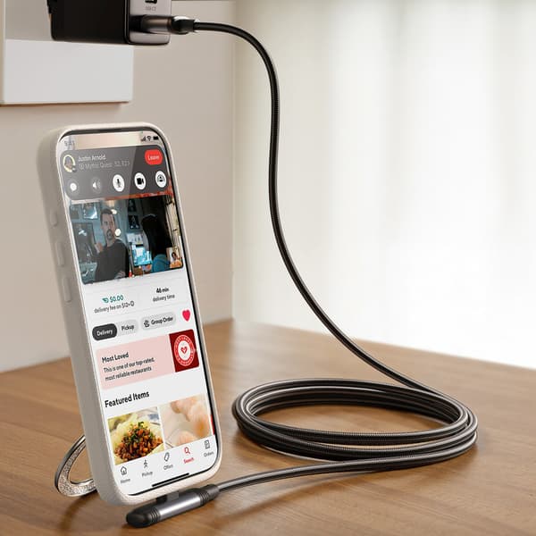 Vinklet USB-C-kabel - iPhone Lightning 30W 1,2m - Sort