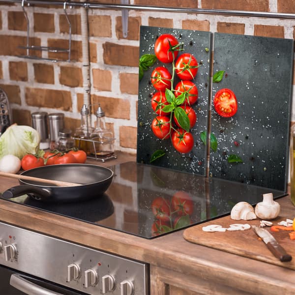 Glasskydd för spishäll 2x30x52 Tomater