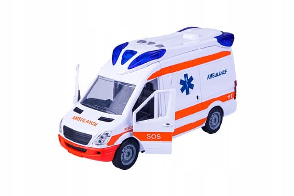 Ambulance Legetøj Motoriseret Lyde Lys Båre + Batterier