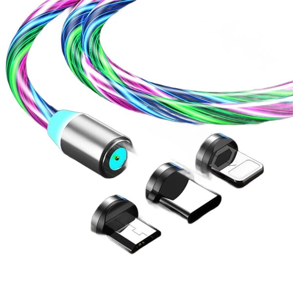 MAGNETISK LED-KABEL FÖR IPHONE MICRO USB TYP-C 200 cm kb31_MULTIKOLOR