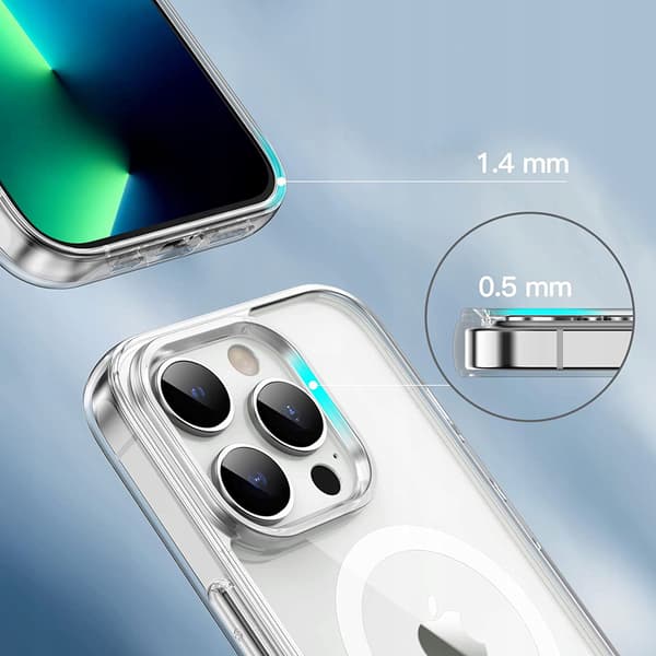 MAGNETISK ETUI TIL IPHONE 14 PRO KLART ETUI + GLAS