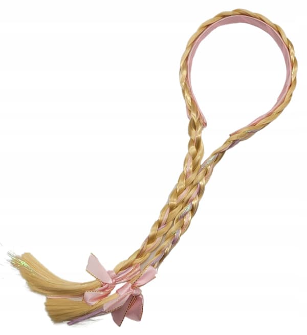 FLÄTOR blont hår HÅRBAND ROYTTER rosa set