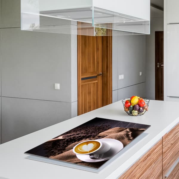 Glasskydd för spishäll 90x52 Kaffe
