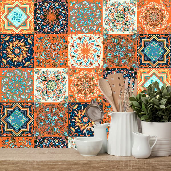 Selvklæbende PVC-fliser med patchwork-paneler, sæt med 10 tapeter 20x20cm zm-06-024