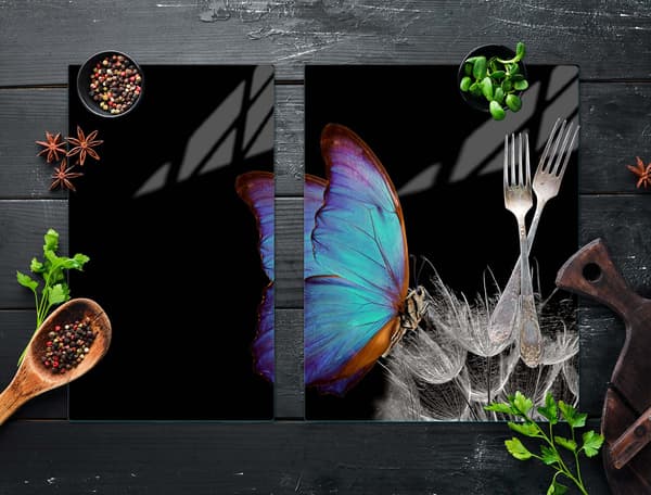 GLASSKYDDSPLÅT FÖR SPIS 70x52 BUTTERFLY
