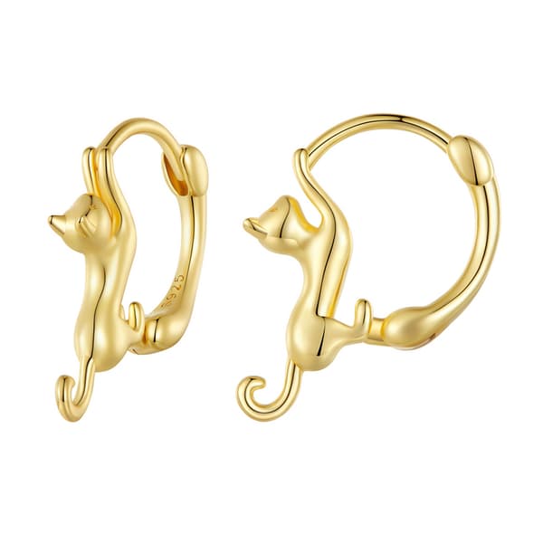 Pendientes de Oro Pendientes de Gato de Plata Plata 925