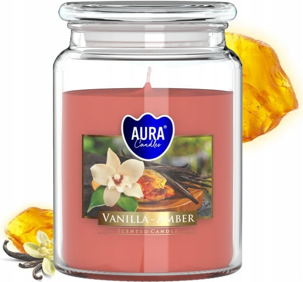 AURA Duftlys VANILJE - AMBER 100 timer snd99-355
