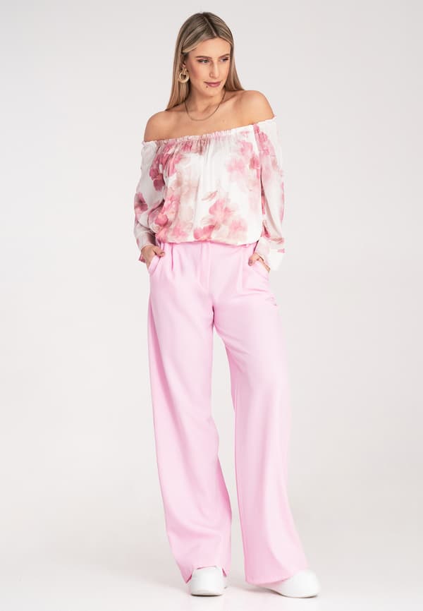 Vida eleganta högmidjade byxor rosa S/M