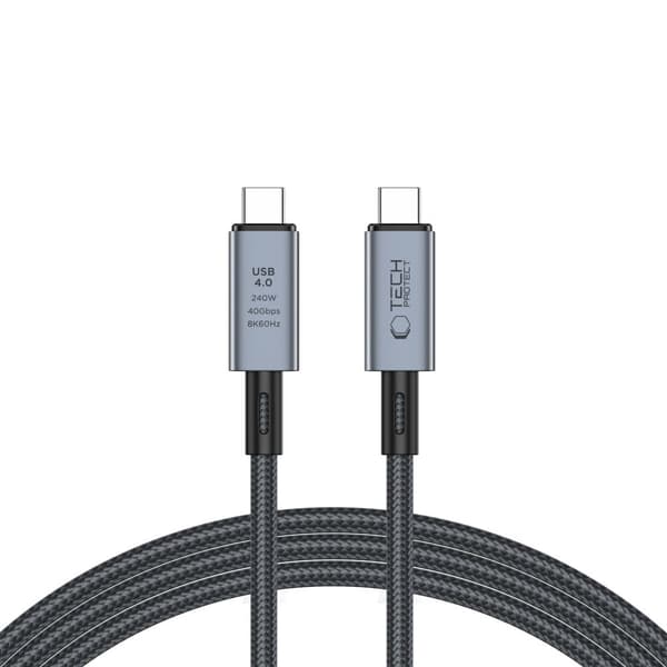 USB-C PD 240W 8K 40Gbps 2m Kabel - Grå