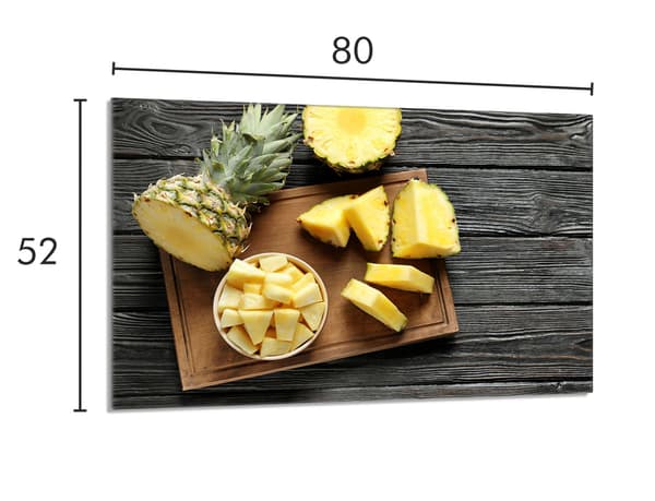 Lasinen liesisuoja 80x52 Pineapple