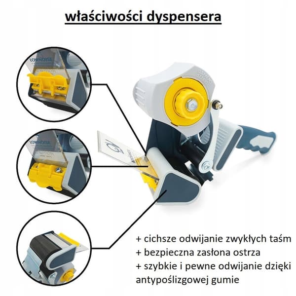 Tyst dispenser för packtejp 50/75 mm diameter