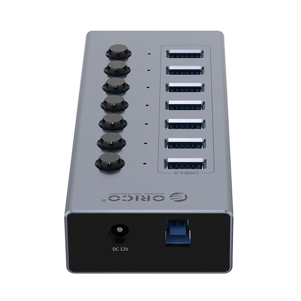 BT2U3-7AB Hubb med 7x USB-A-switchar - Grå