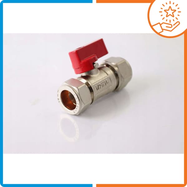 Kugleventil 15 x 16 mm kobberadapter PEX 16 rød conex-forbindelse