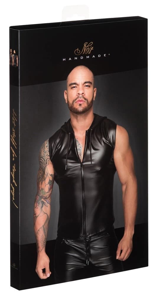 Noir Stilfuld Mat Herre Hættevest Sort XL