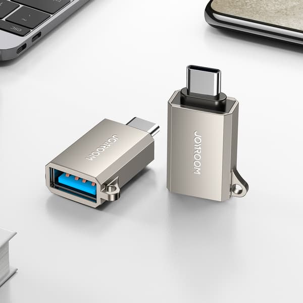 USB-C (han) til USB-A (hun) adapter med snørehul - sølv