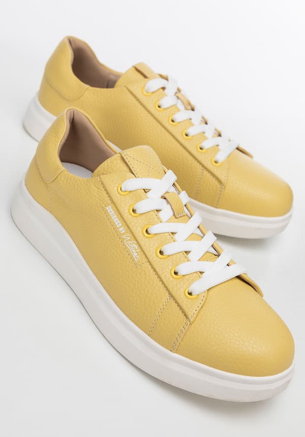 Wittchen dame klassiske gule platformsneakers, naturlæder