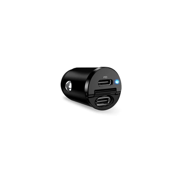 Biloplader 2 x USB-C 30W PD - Sort