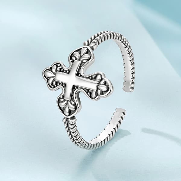 Silverring Justerbar Korsring Silver 925 Trusky