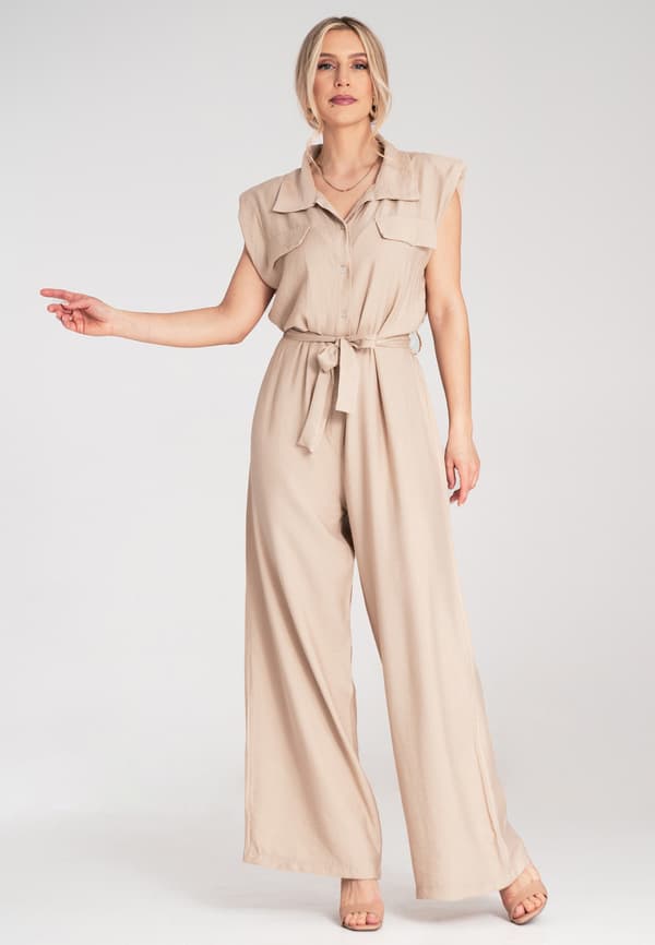 Elegant damjumpsuit formell passform beige M1176