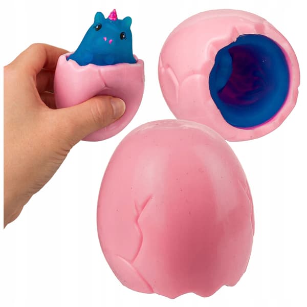 Sensorisk Squishy Enhörning som hoppar ur ägget ROSA antistress