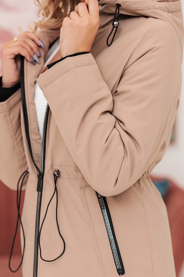 Slimming parka overgangsjacka med hætte forårs 3XL sort