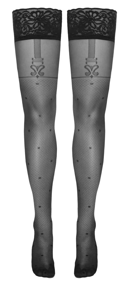 Cottelli LEGWEAR Sorte Prikkede Strømper med Seler 5