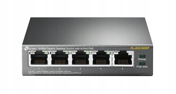 TP-Link TL-SG1005P Netværksswitch, 5 porte, PoE, Sort