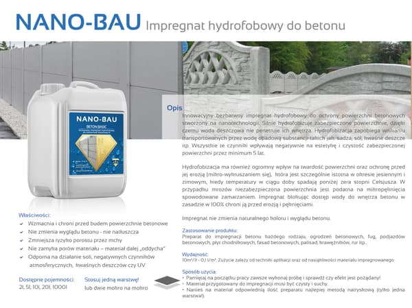 NANO-BAU BETON BASIC hydrofob impregnering för betong 5L