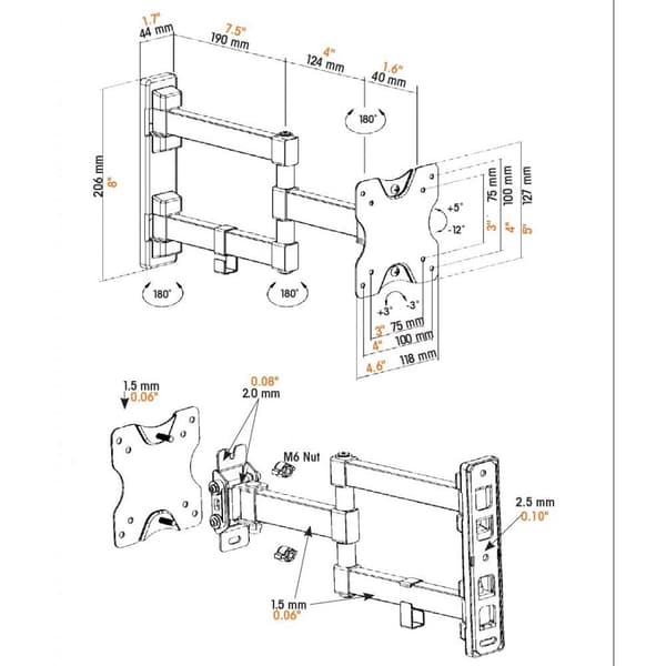 Manhattan väggfäste 13"-27", 20kg vridbart